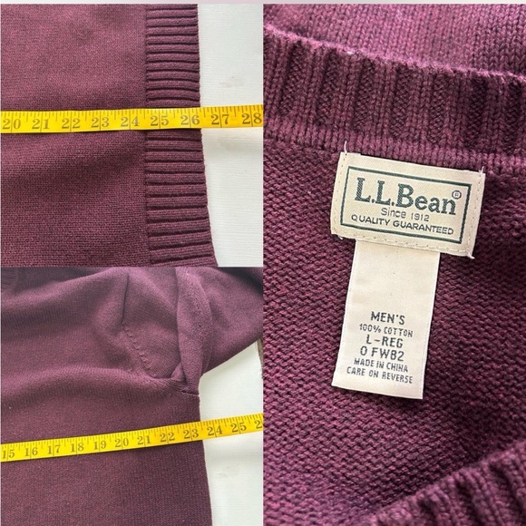 L.L. Bean Burgundy V-neck sweater 100% Cotton. - Picture 6 of 8
